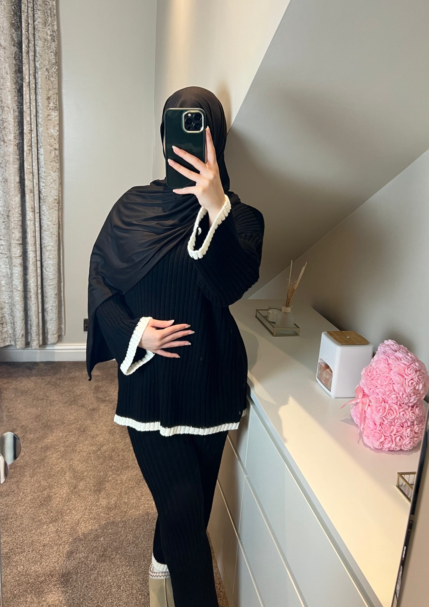 KNITTED LOUNGEWEAR SET - BLACK