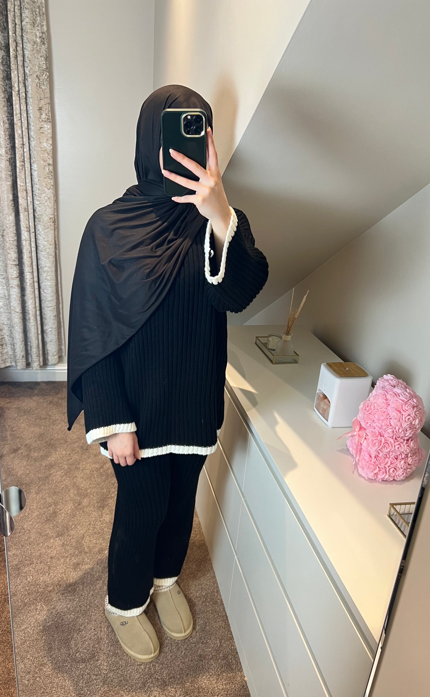 KNITTED LOUNGEWEAR SET - BLACK