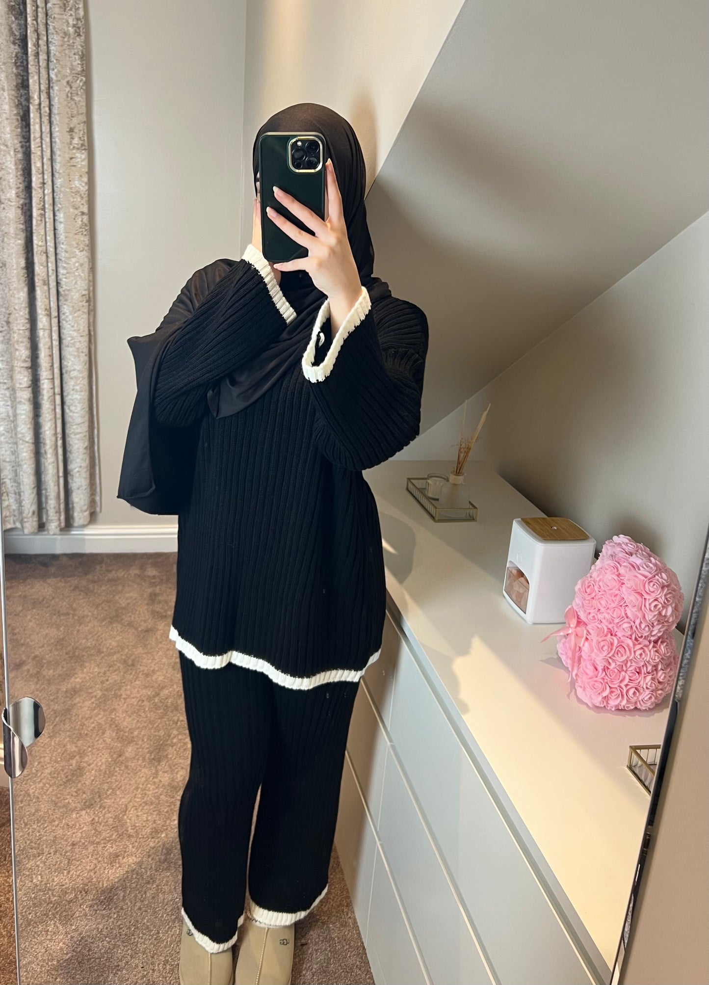 KNITTED LOUNGEWEAR SET - BLACK