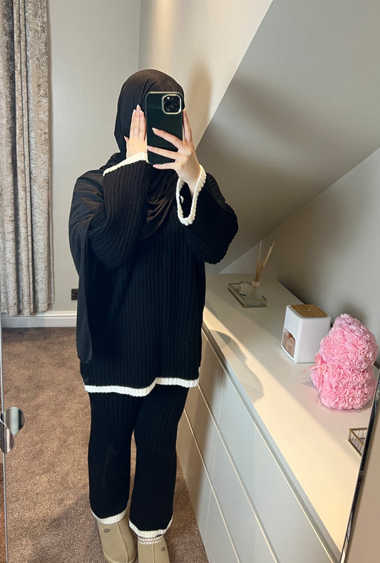 KNITTED LOUNGEWEAR SET - BLACK